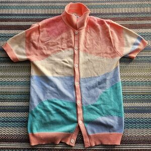 OXKNIT Mens Short Sleeve Vintage Polo Shirts Casual Multi-Colored Size L